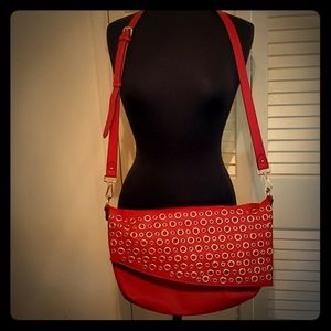 Large red crossbody purse